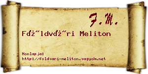 Földvári Meliton névjegykártya